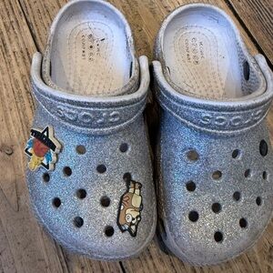 Kids Glitter Clogs with Charms size 9
